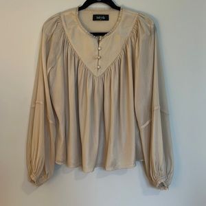 Champagne V-Front satin blouse